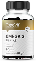 Омега-3 OstroVit Omega 3 Вітаміни D3+K2 90 капс Польща