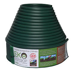 Пластиковий садовий бордюр Gartec Екобордюр Економ Тип 2 10,3 см 10 м зелений