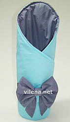 Літній конверт на виписку блакитний із сірим