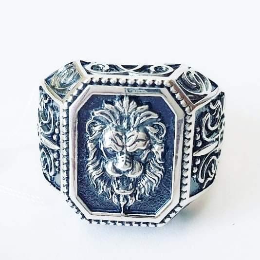 Перстень серебряный мужской со львом "Грегори" Массивное Кольцо печатка из серебра мужское - фото 1 - id-p1156101639