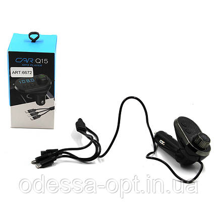 Трансмітер FM MOD. CAR Q15 BT + TYPE-C/V8/IP cable, фото 1