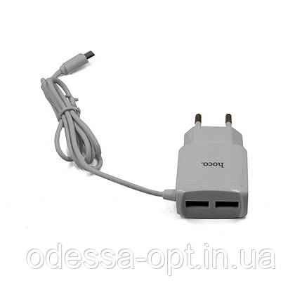 Адаптер Hoco 2 USB + провід microUSB C59A, фото 1