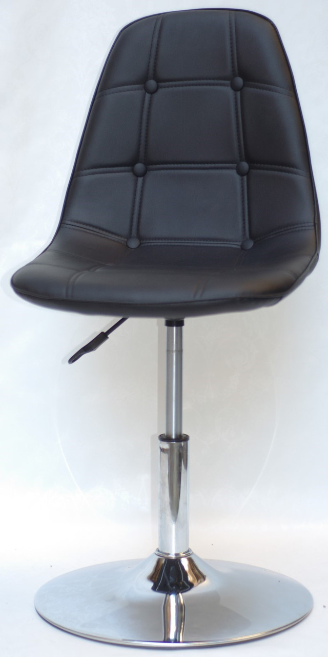 Стілець Alex CH-Base чорний шкірозамінник, регулювання висоти 42-57 см на круглому металевому млинці, без підніжки 9482, фото 1