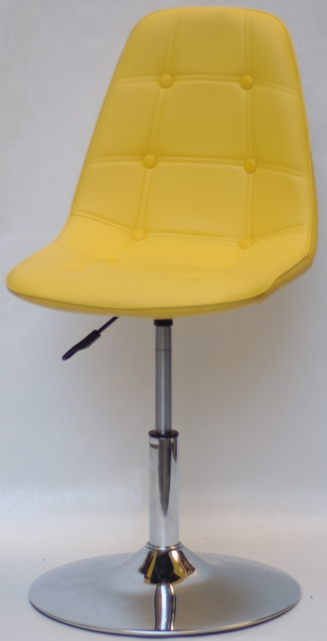 Стілець Alex CH-Base шкірозамінник жовтий 12 регулювання висоти 42-57 см на круглому металевому млинці, 9486, фото 1