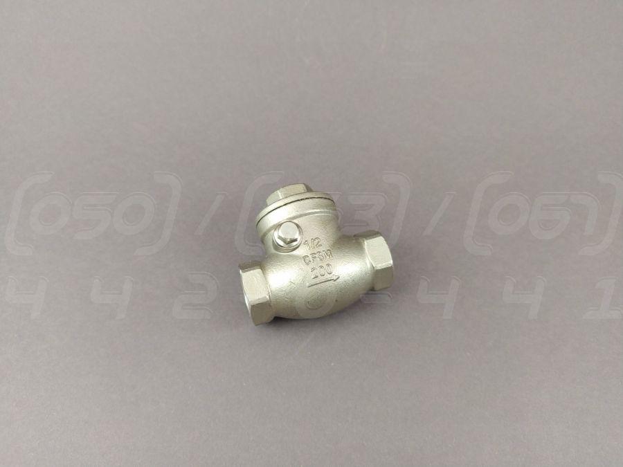 Клапан зворотний Ду = 15 (1/2") з нержавіючої сталі CF8 (AISI 304), поворотний, муфтовий