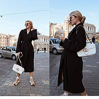 Женское пальто халат на запах длина миди стильная классика кашемир с шерстью разные цвета Gvk1179