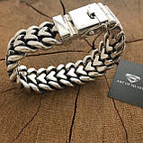 Срібний масивний браслет Подвійний Панцир., фото 3
