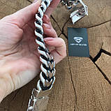 Срібний масивний браслет Подвійний Панцир., фото 4