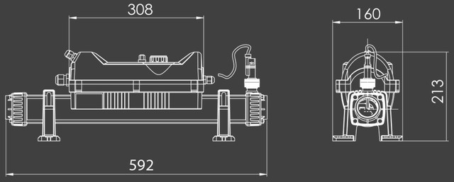 Габаритні розміри проточного нагрівача Elecro Flowline 2 Titan 6 кВт (380В)