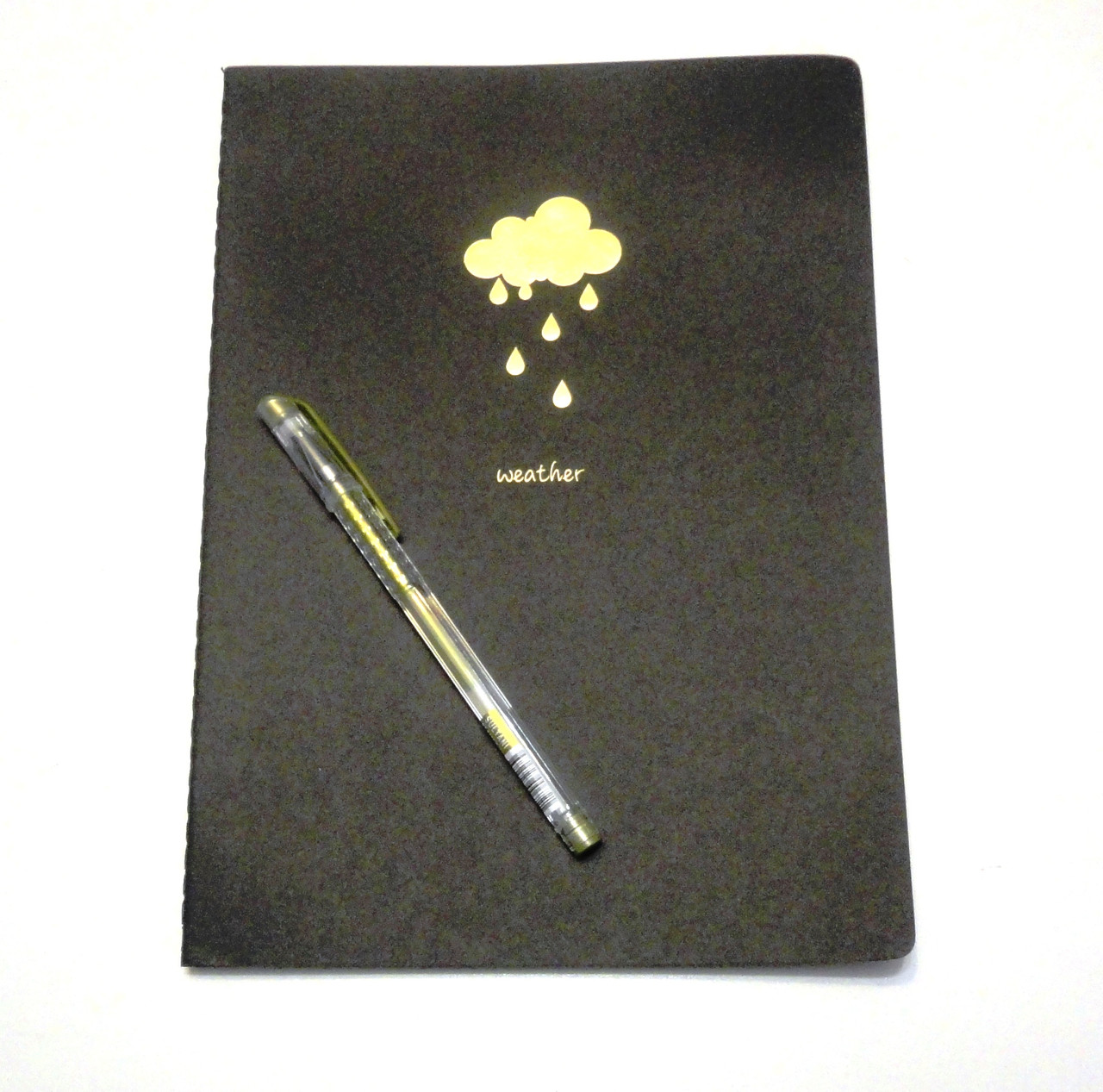 Блокнот з чорними сторінками 25,5 см. + ручка із золотистими чорнилом Дощ