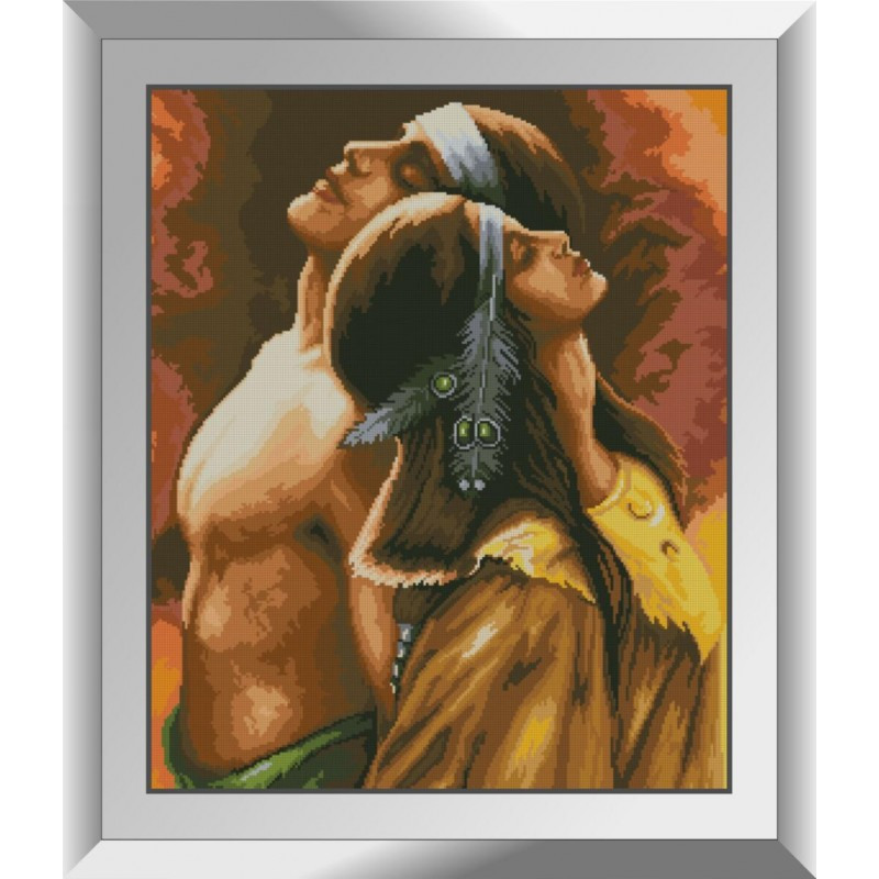 Картина алмазна мозаїка Пара індіанців Dream Art 31314 (56 x 68 см)