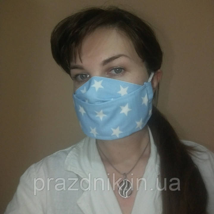 Маска захисна багаторазова тришарова принт