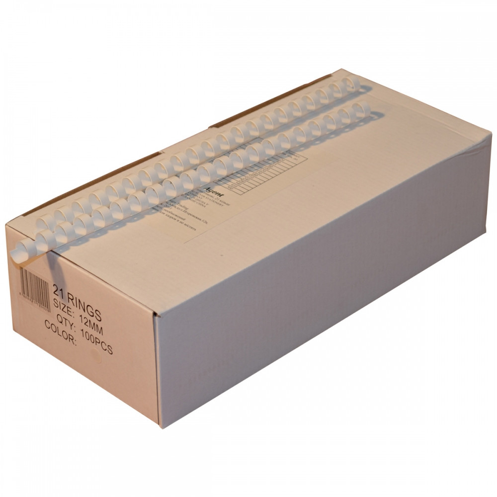 Пружини 12 мм пластикові білі Аgent для біндера, 100 штук в упаковці