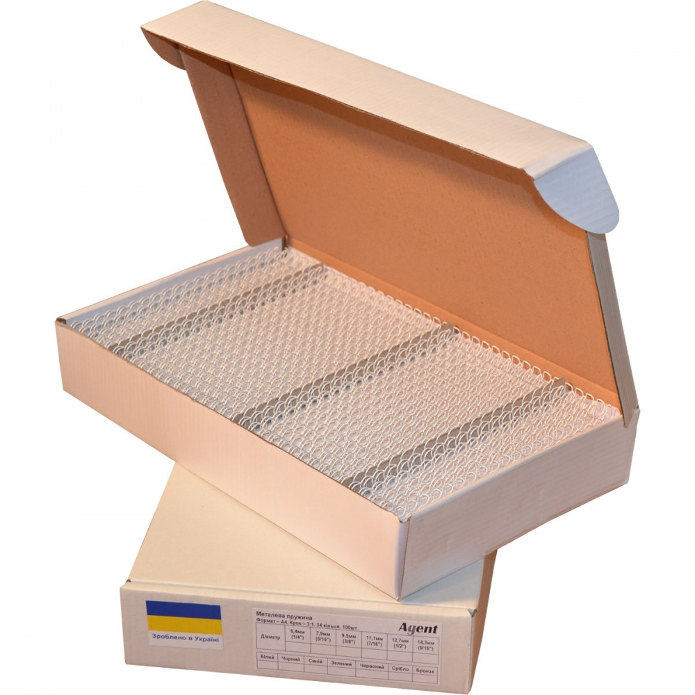 Металеві Пружини Agent А4 8мм Білий, пач./100