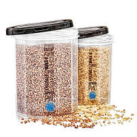 Набір ємностей для сипучих продуктів 1л +1.5 л з чорною кришкою (арт. 85ч)