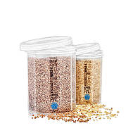 Набір ємностей для сипучих продуктів 1л + 1,5 л з білою кришкою (арт. 85б)