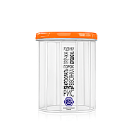 Ємність для сипучих продуктів 1л. кругла прозора з помаранчевою кришкою