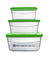 Набір судків 0,5+0,8+1,2 л зелений (арт. 95з)