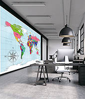 Карта мира на стену обои в кабинет руководителя 103 см х 80 см