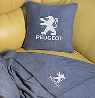 Автомобільний плед і подушка з вишивкою логотипа "PEUGEOT" ПП9086