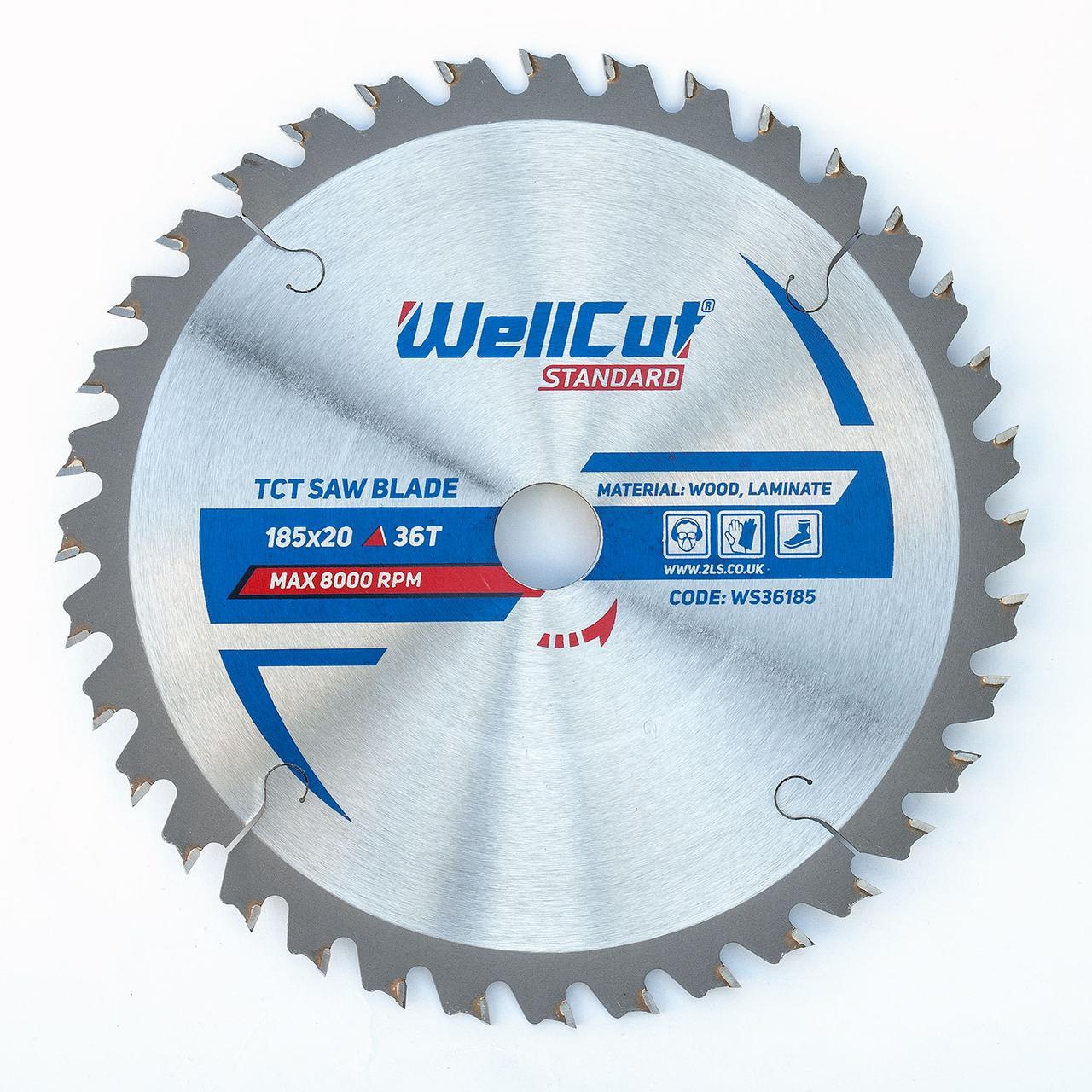 Диск пильний по ламінату для ушм 185х20 WellCut Standard 36Т