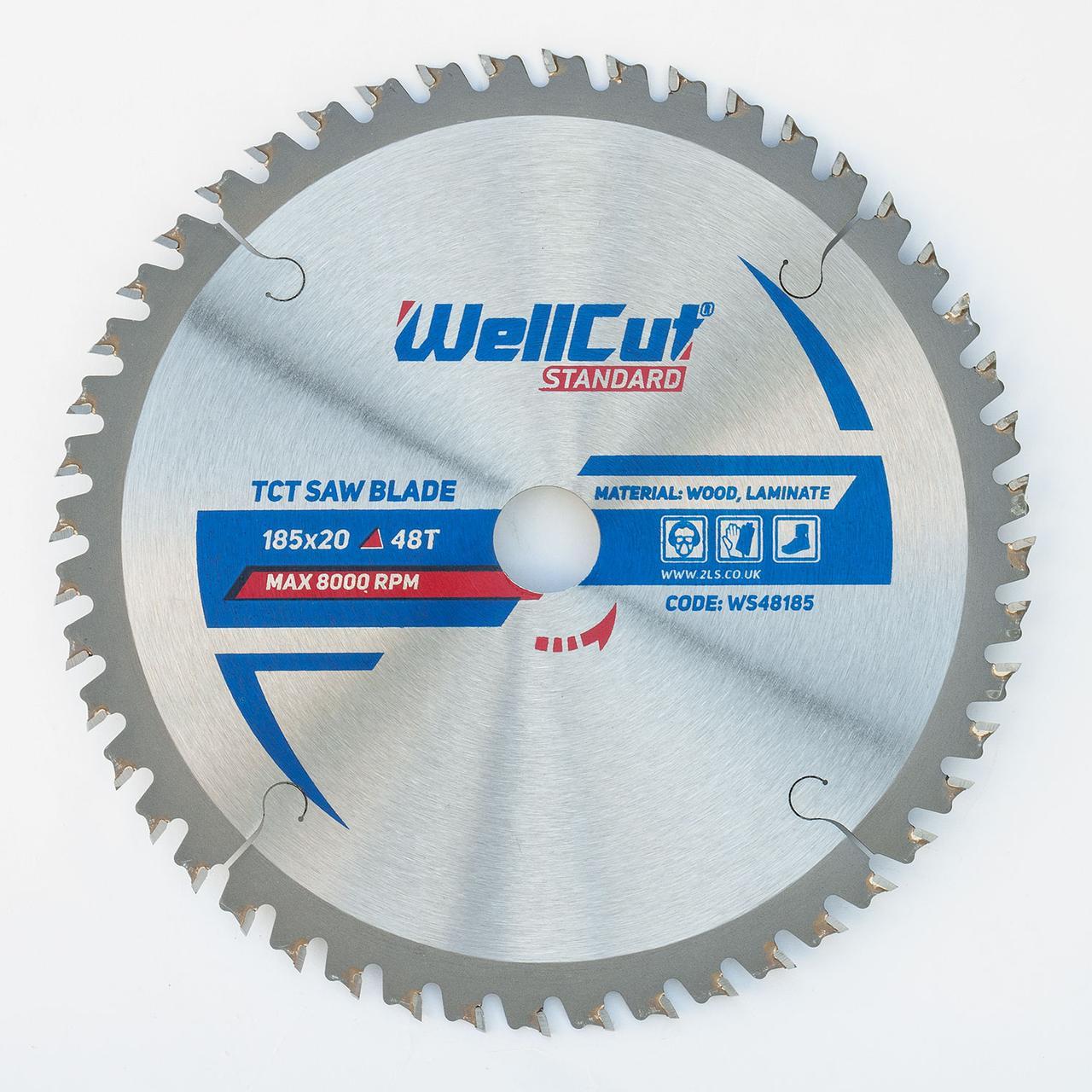 Диск пильний по ламінату для ушм 185х20 WellCut Standard 48Т