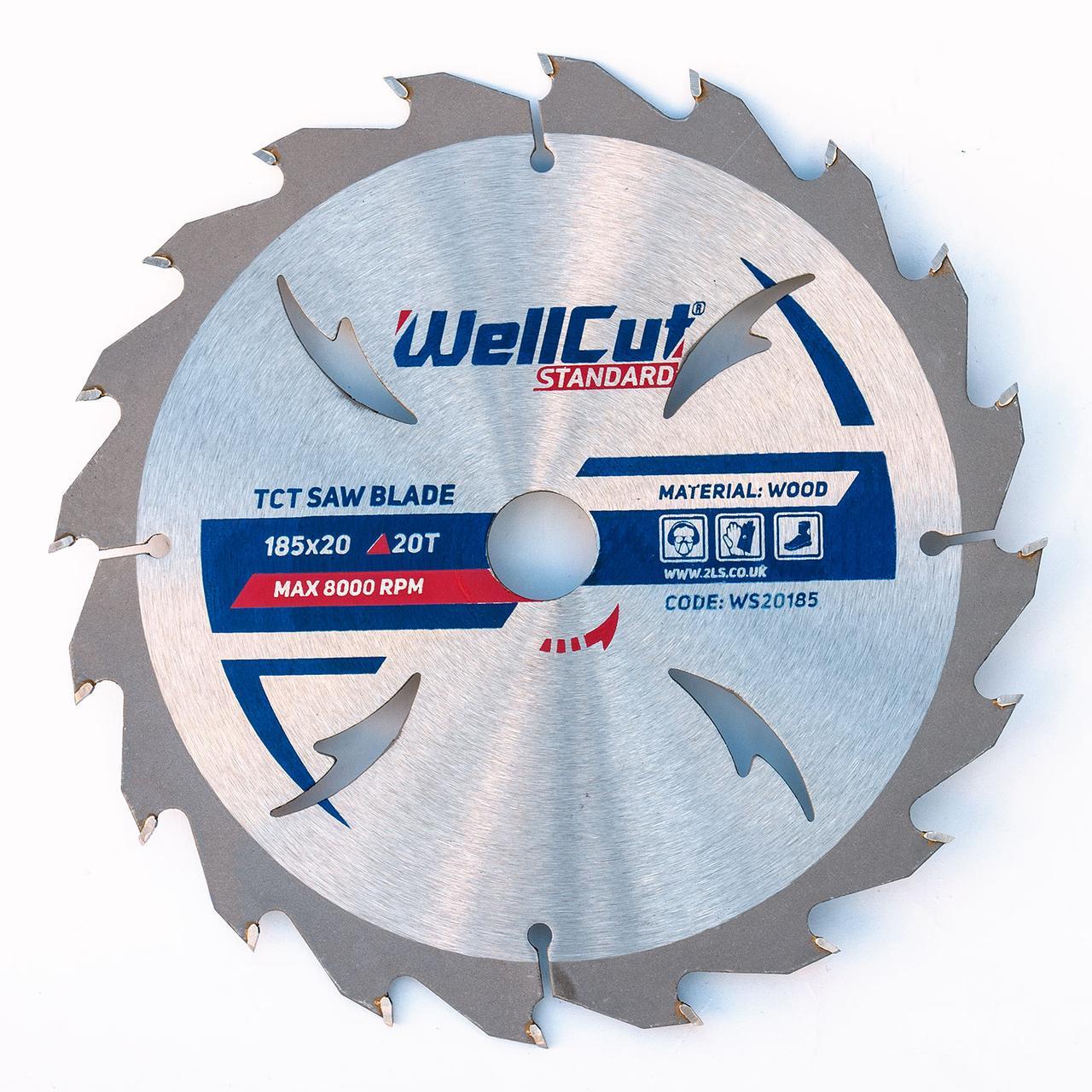 Диск пильний по дереву для циркулярної і пили торцювання 185х20 WellCut Standard 20Т