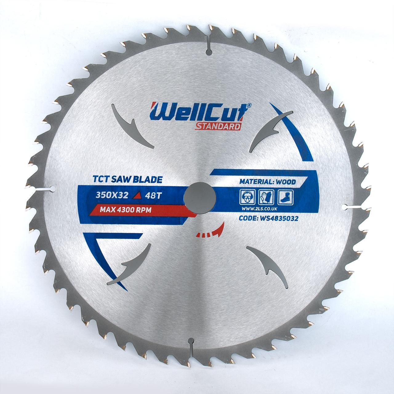 Диск пильний по дереву для циркулярної і пили торцювання 350х32 WellCut Standard 48Т