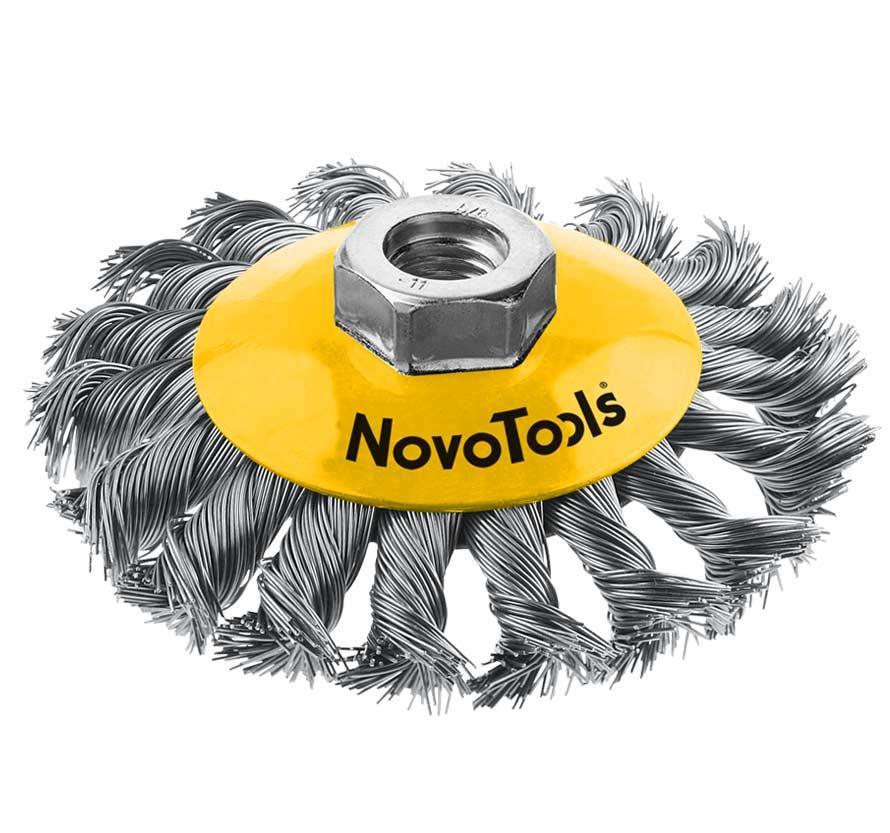 Щітка конусна болгарка(ушм) NovoTools, батоги. сталь, 125мм