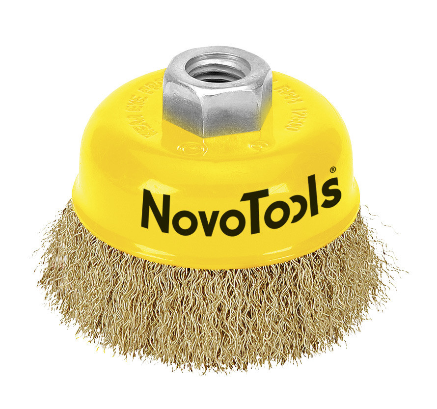 Щітка торцева болгарка(ушм) NovoTools, гофр. латунь, 100мм