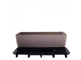 Вазон "Ротанг" з вставкою балконний 50*18см. (какао)