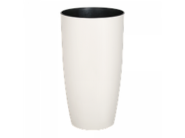 Горщик для квітів високий підлоговий "Альфа" 10л круглий глянсовий d27*51см (біла троянда)