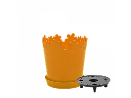 Вазон "Лютик" подст.- дрен. 17см. (світло-оранж.)