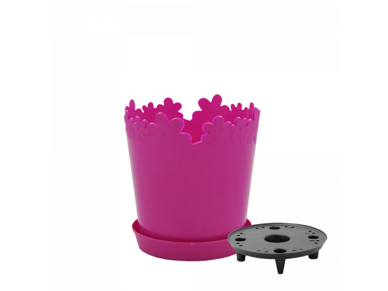 Вазон "Лютик" подст.- дрен. 17см. (т. рожевий)