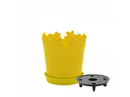 Вазон "Лютик" подст.- дрен. 17см. (т. жовтий)