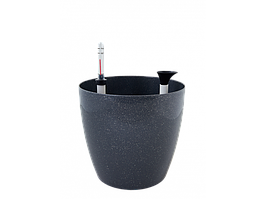 Вазон "Матильда" з поливом 24*22см. (т. сірий гліттер)