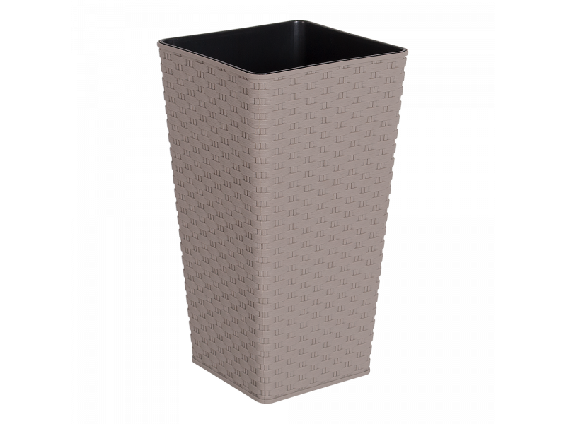 Горщик для квітів високий підлоговий "Ротанг" 7л квадратний 22*22*41,5см (какао)