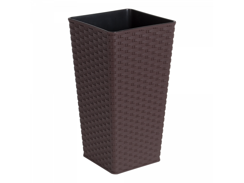 Горщик для квітів високий підлоговий "Ротанг" 2,7л квадратний 16*16*30см. (темно- коричневий)