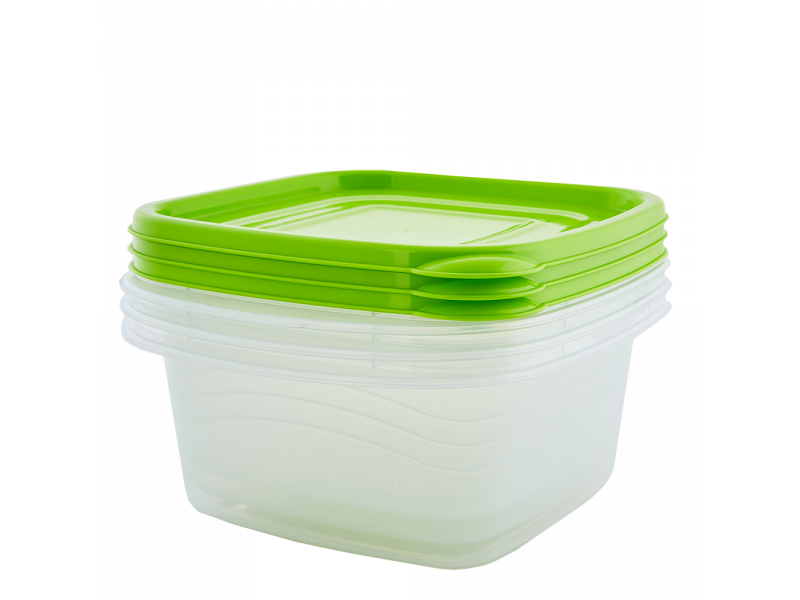 Набір контейнерів для харчових продуктів "Омега" квадратних 1л. (3 шт) (_пр./оливки.)