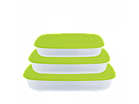 Набор контейнеров для пищевых продуктов прямоугольных "3 в 1" (_пр./оливк.)
