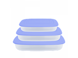 Набір контейнерів для харчових продуктів прямокутних "3 в 1" (прозорий/бузковий)