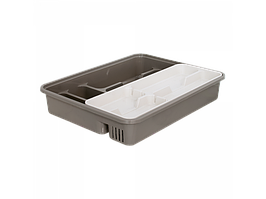 Лоток для столових приладів зі вставкою пластиковий 40*31*7см какао/біла троянда Алеана