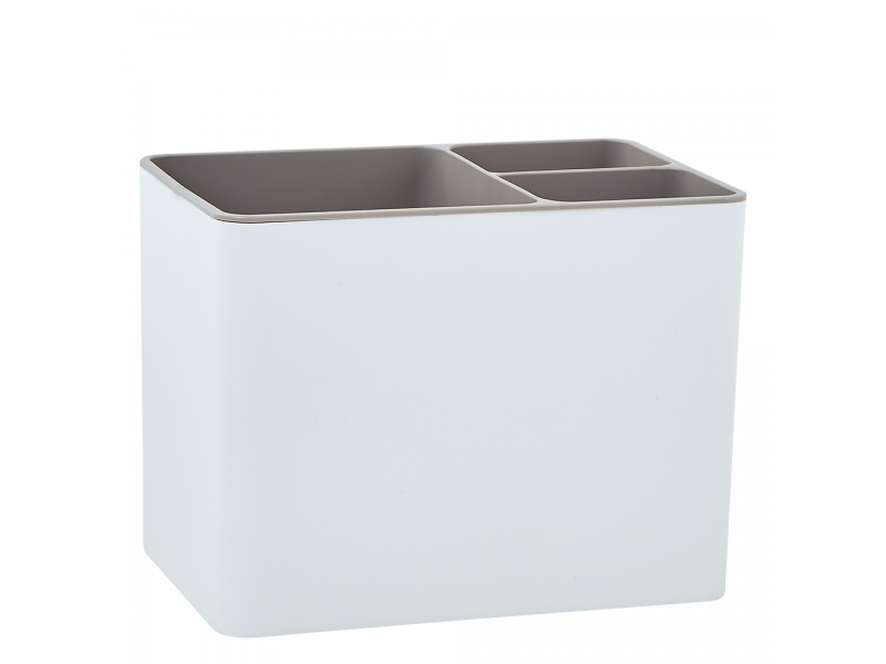 Підставка прямокутна для столових приладів "Плюс" пластикова 16*10*12см біла троянда/какао