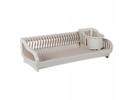 Сушка для посуду пластикова "2в1" 53*23*19см біла троянда Алеана