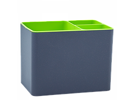 Підставка прямокутна для столових приладів "Плюс" пластикова 16*10*12см граніт/оливковий