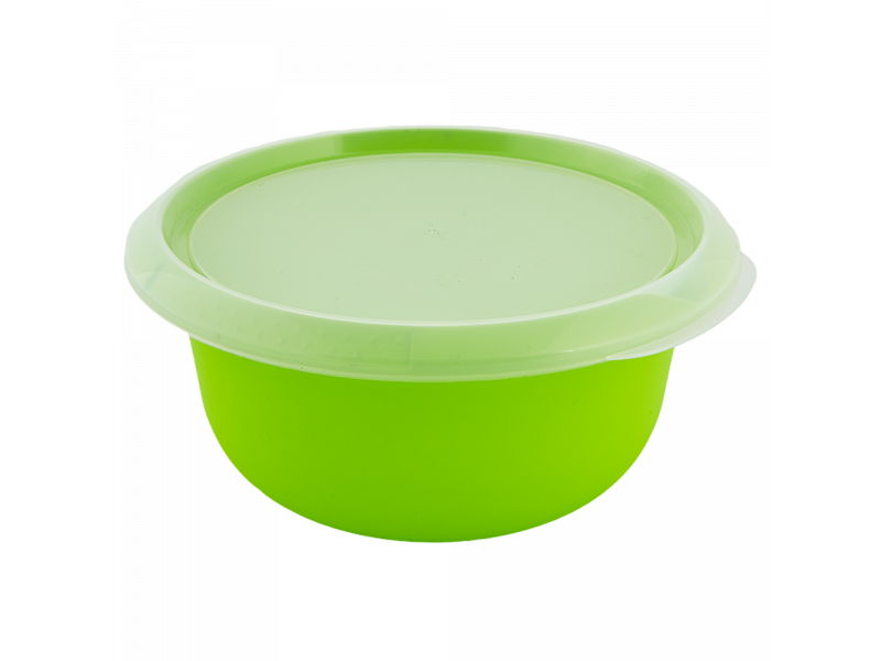 Миска кухонна з кришкою пластикова 2,75 л оливкова/прозора Алеана