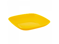 Тарелка пластиковая 25*25*3см темно-желтая Алеана