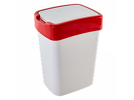 Ведро Евро для мусора 18л. (_біла роза/крас. барх.)