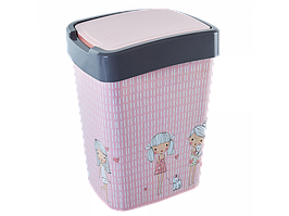 Відро Євро для сміття з дек. 10л. (_сер./троянд., Дівчинки)