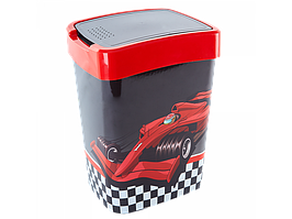 Відро Євро для сміття з дек. 10л. (_т.сірий/кр.,Ралі)